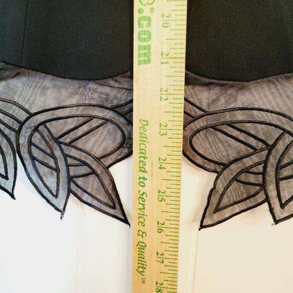 Vintage 80s Reggio Womens 12 Black Rhinestone Button Up Blazer Jacket Lace Hem - Picture 8 of 10